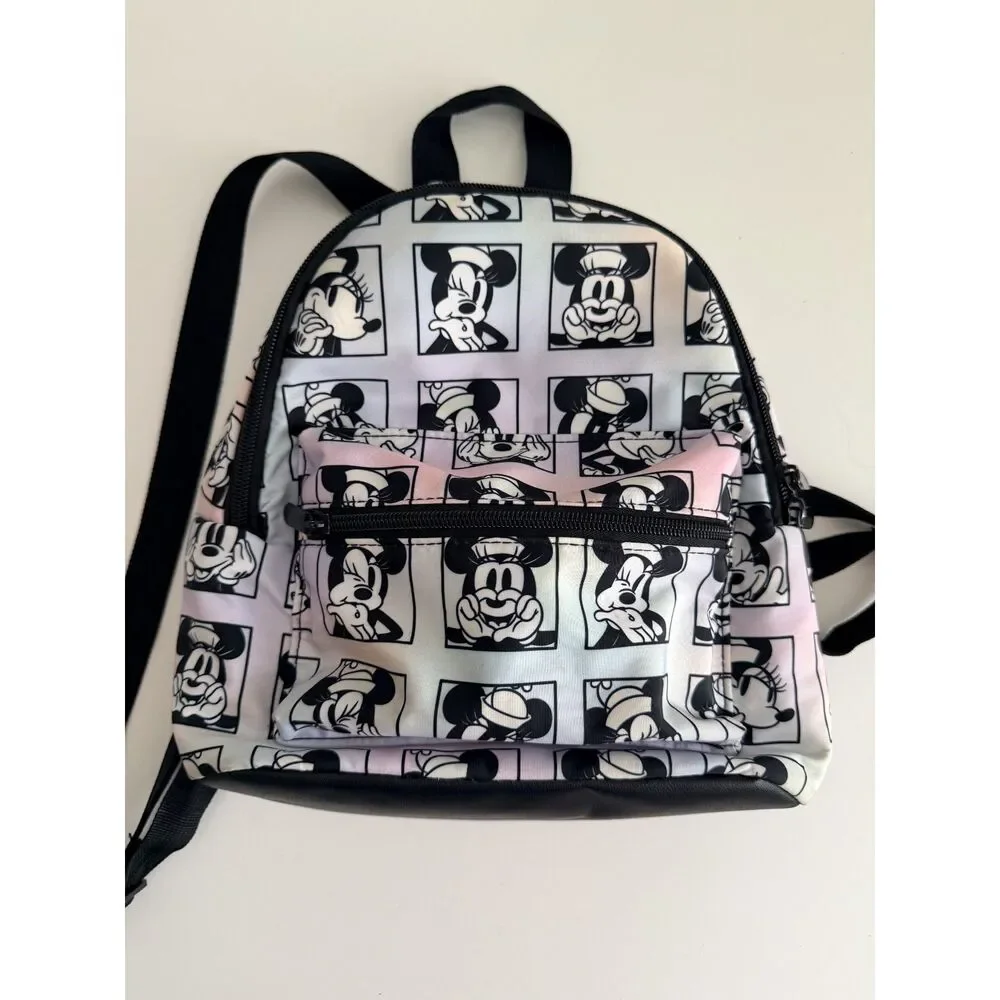 Disney Bioworld Minnie Mouse Mini Backpack Iridescent Pink Black White